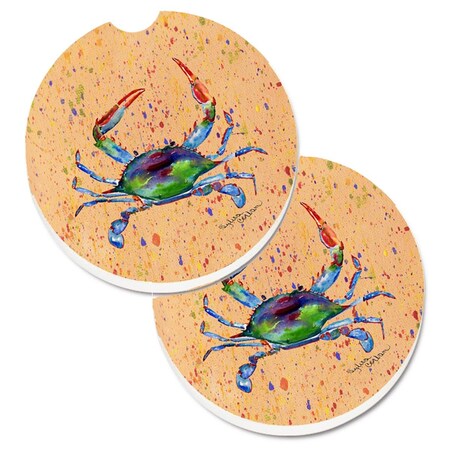 Carolines Treasures Crab Set of 2 Cup Holder Car Coaster 8467CARC